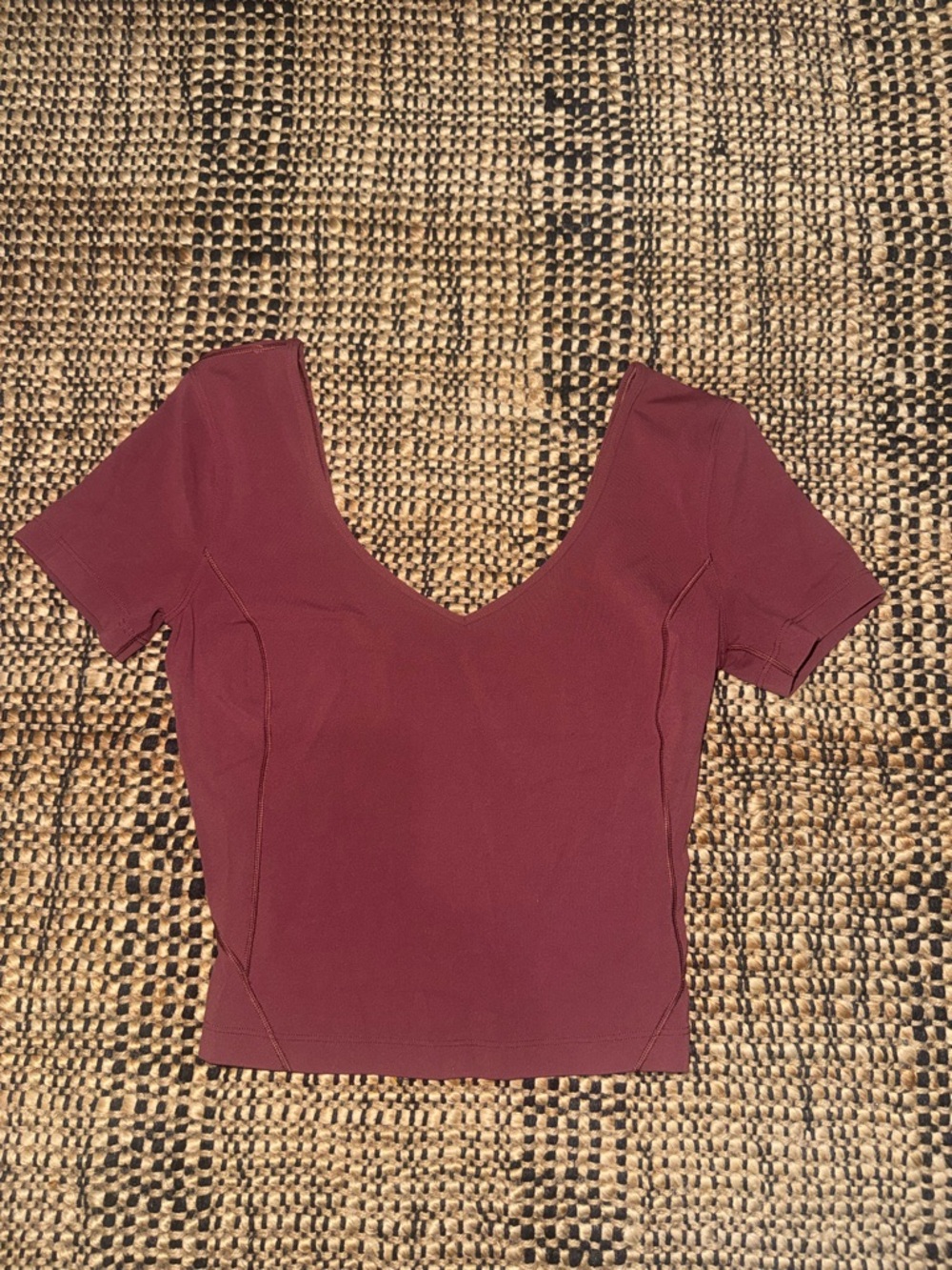 Lululemon Align Deep V Short Sleeve Top in Wine